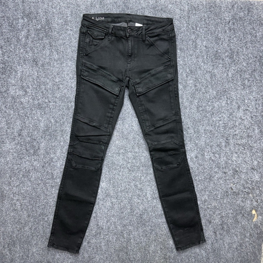 G Star Raw Black Air Defense Skinny moto Jeans Men's size 27 27x32